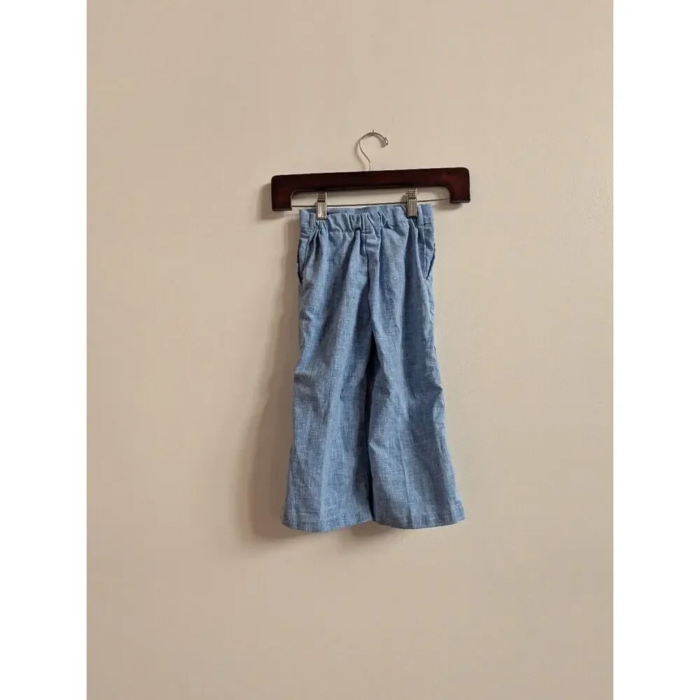 Vtg Healthtex 70s Suit 3-4T Blue Chambray Flare Pants